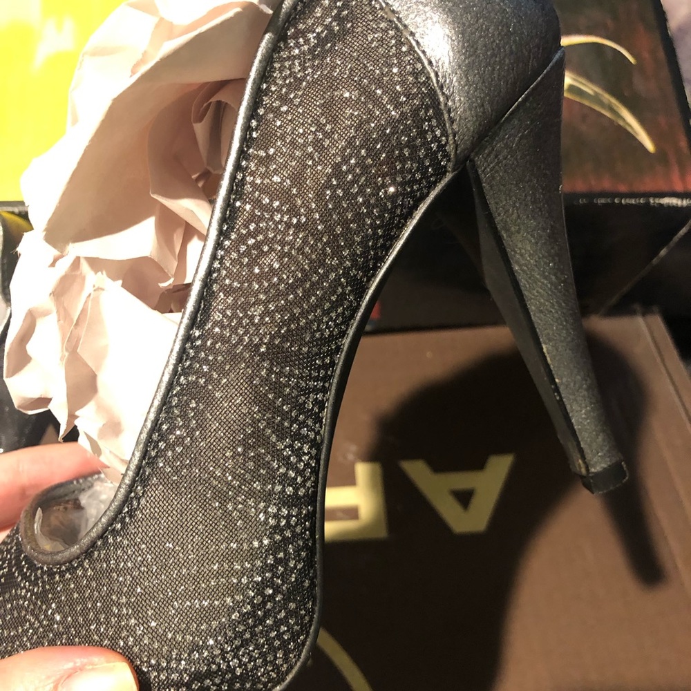 style and Co. size 6 1/2 only worn once silver glitter heels. - Picture 6 of 12